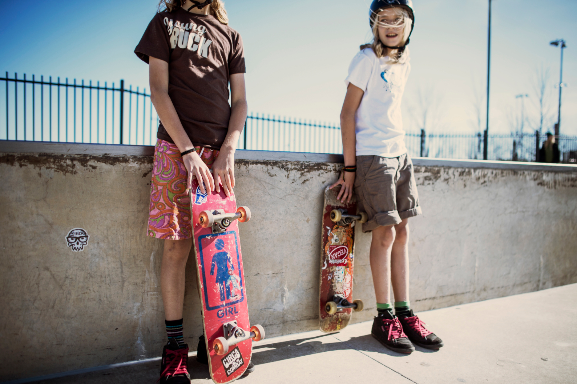 kids in park with skateboard